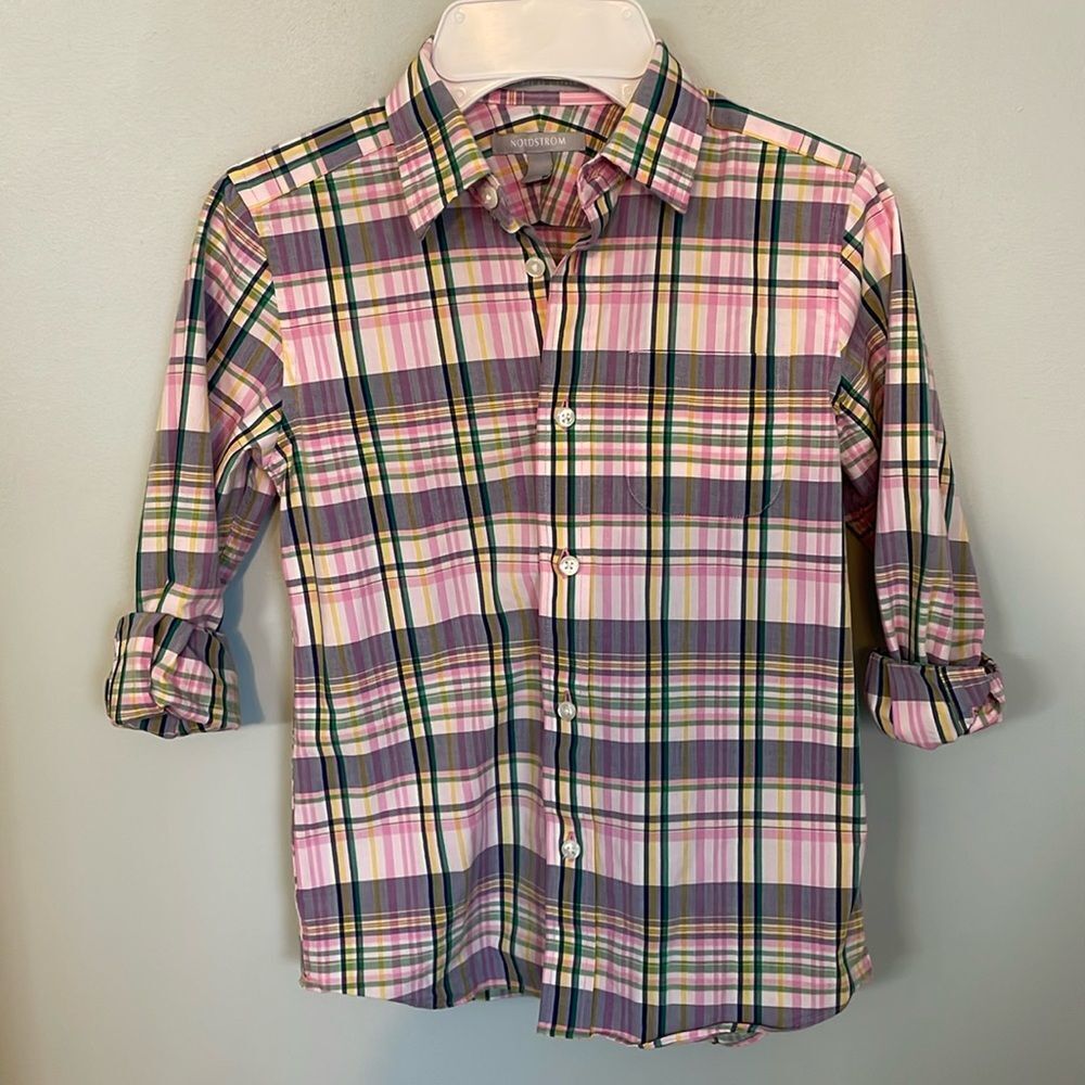 Nordstrom Pink Checkered Button Down size 6 - Picture 2 of 4